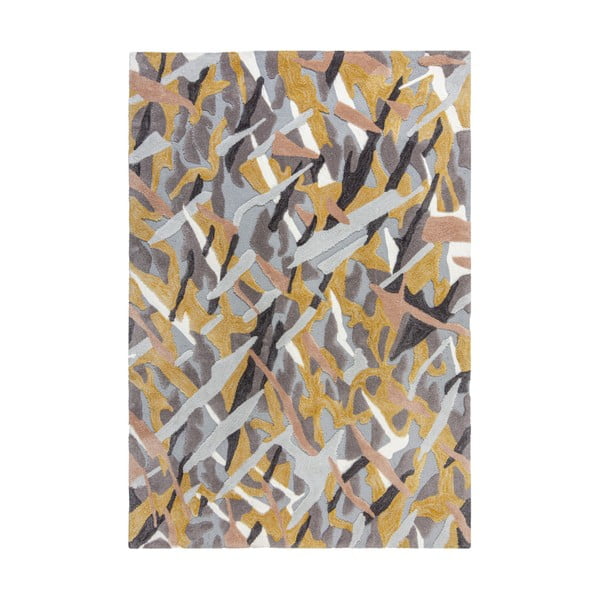 Pilkos ir geltonos spalvos kilimas Flair Rugs Bark, 160 x 230 cm