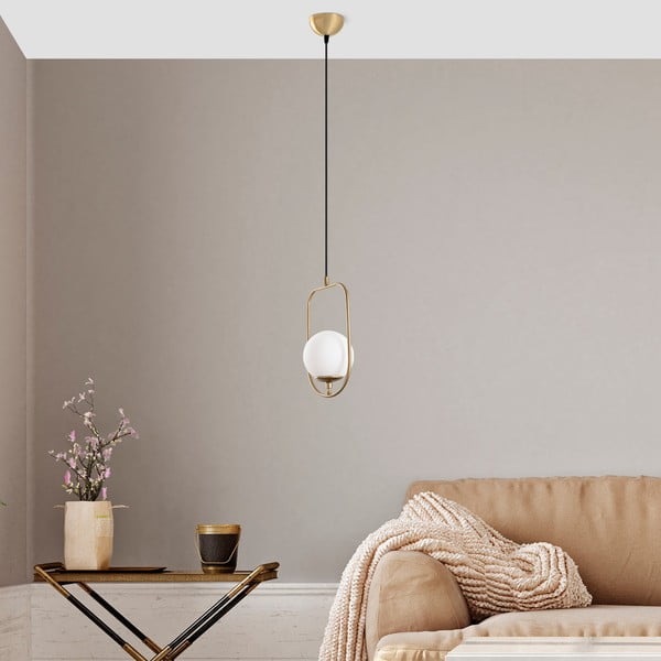 Kabantis šviestuvas auksinės spalvos su stiklo gaubtu Skew – Opviq lights-image-1