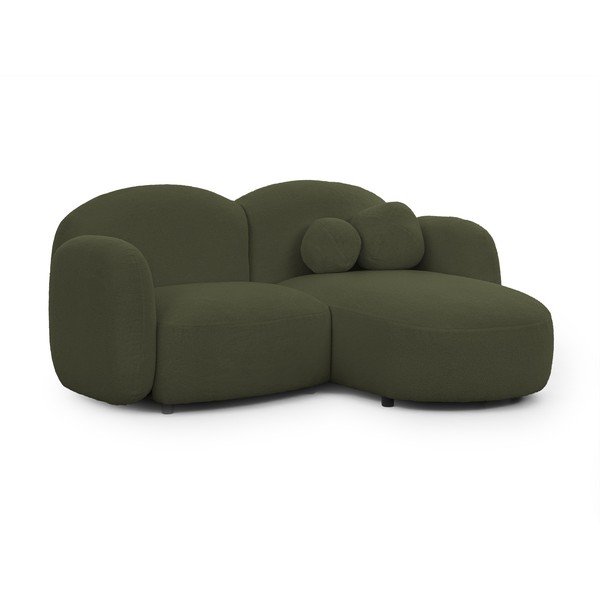 Žalios spalvos kampinė sofa iš boucle (su dešiniuoju kampu/su gultu) Orbit – Ropez