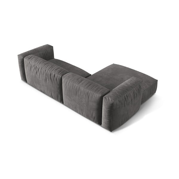 Pilkos spalvos iš velveto modulinė kampinė sofa (su kairiuoju kampu/su gultu) Martina – Micadoni -image-4