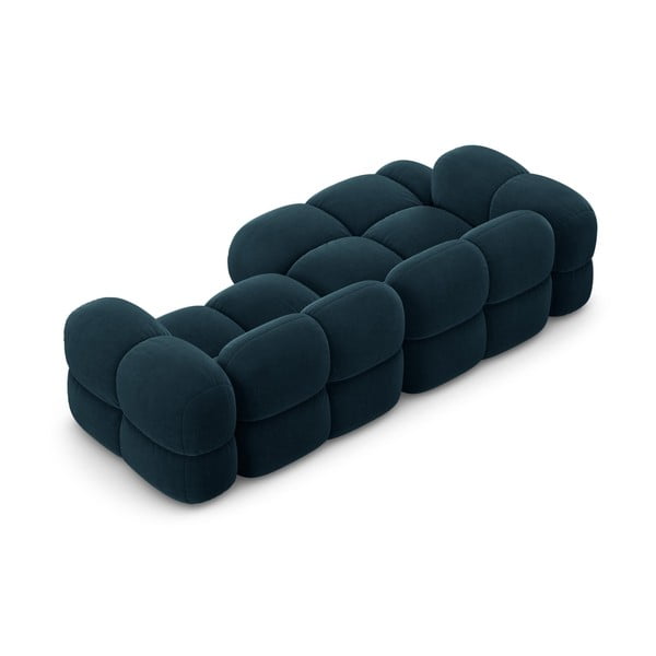Tamsiai mėlynos spalvos iš velveto kampinė sofa (su kairiuoju kampu/su gultu) Loretto – Cosmopolitan Design-image-4