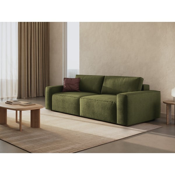 Iš boucle sulankstoma sofa tamsiai žalios spalvos 247 cm Jodie – Micadoni Home-image-1