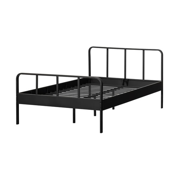Viengulė lova juodos spalvos su lovos grotelėmis iš metalo 120x200 cm Mees – WOOOD