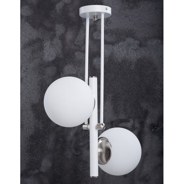 Kabantis šviestuvas baltos spalvos/sidabrinės spalvos ø 15 cm su stiklo gaubtu Libra – Squid Lighting-image-3