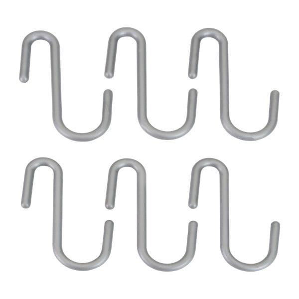 Pakabinami sidabrinės spalvos iš plastiko kabliai 6 vnt. City – Metaltex-image-1