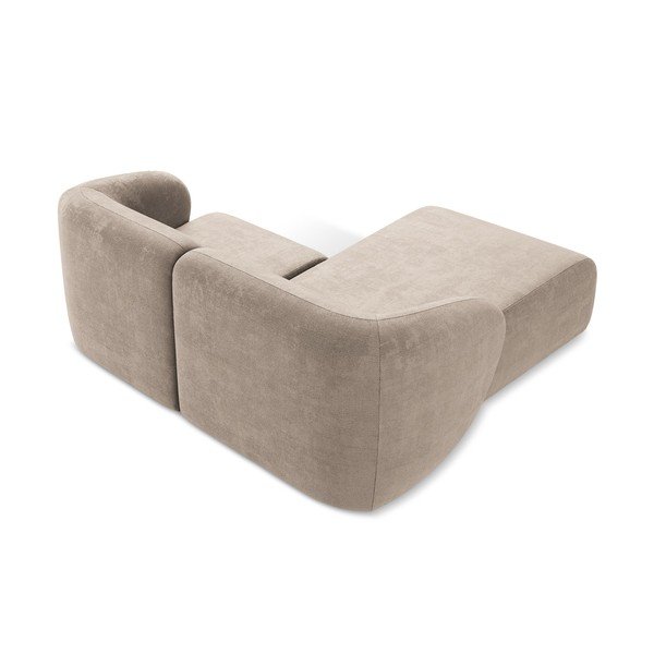 Šviesiai rudos spalvos kampinė sofa iš šenilinio audinio (su kairiuoju kampu/su gultu) Lani – Makamii-image-3