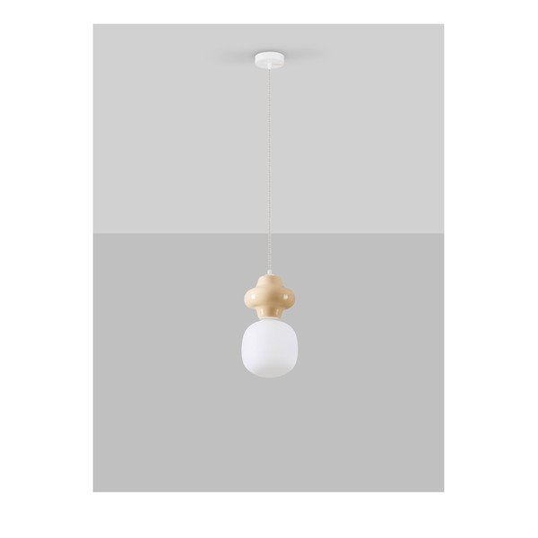 Baltos spalvos/kreminės spalvos iš keramikos kabantis šviestuvas ø 18 cm su stiklo gaubtu Clio – Nova Luce-image-3