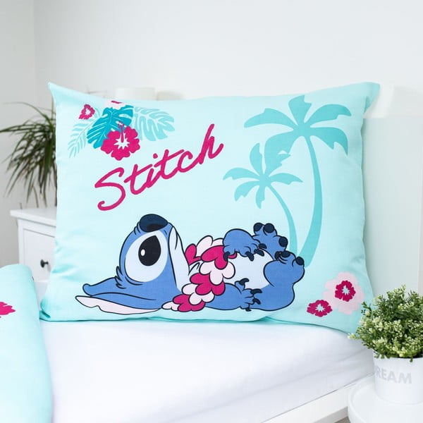 Mėlynos spalvos iš medvilnės viengulė vaikiška patalynė 140x200 cm Lilo a Stitch "Hawaii"  – Jerry Fabrics-image-3