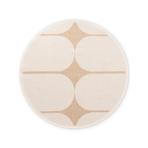 Smėlio spalvos/dramblio kaulo spalvos apvalios formos lauko ir vidaus kilimas ø 160 cm Duet Bowen – NORTHRUGS