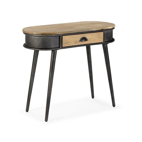 Juodos spalvos/natūralios spalvos konsolinis staliukas 38x90 cm Delhi – MOME-image-1