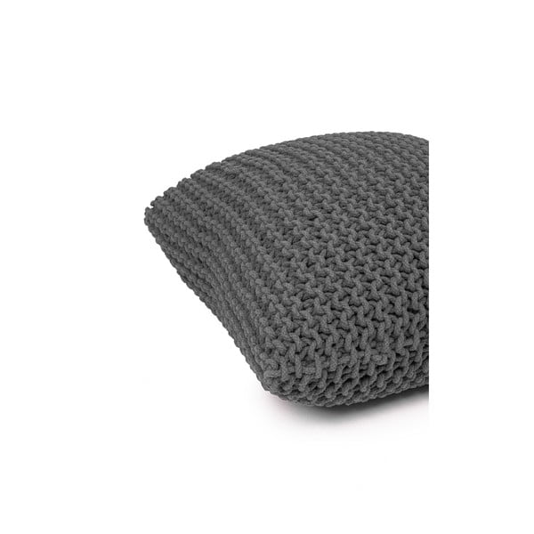 Pilkos spalvos pagalvėlė-pufas Bonami Essentials Knit-image-3