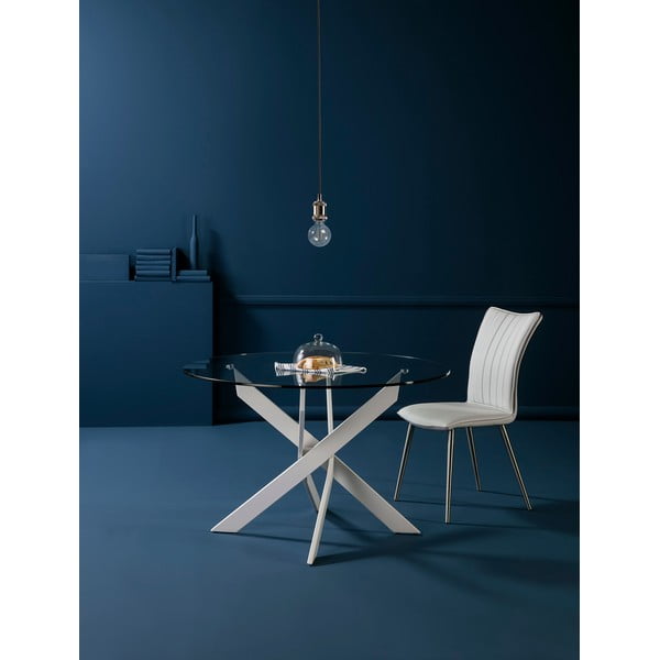 Apvalus valgomojo stalas su stikliniu stalviršiu 120x120 cm Ruth - Marckeric-image-1