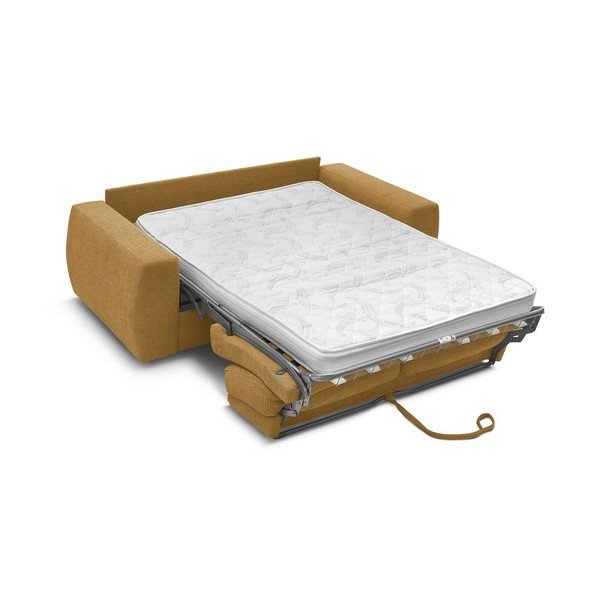 Garstyčių spalvos sofa miegojimui/sulankstoma iš šenilinio audinio 220 cm Hugo – Bobochic Paris-image-3