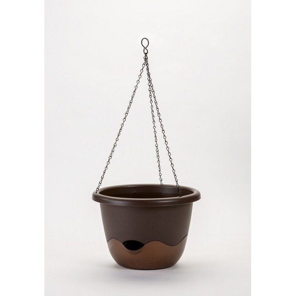 Pilkai rudas savaime laistomas pakabinamas vazonas Plastia Mareta, 25 cm ilgio-image-1