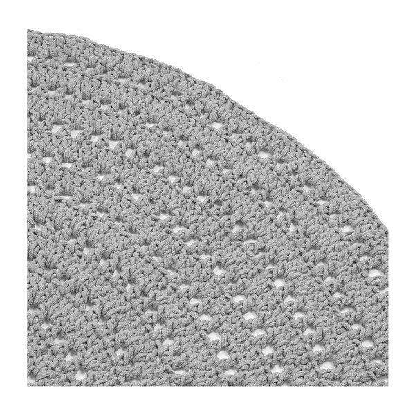 Pilkas apvalus medvilninis kilimas LABEL51 Knitted, ⌀ 150 cm-image-2