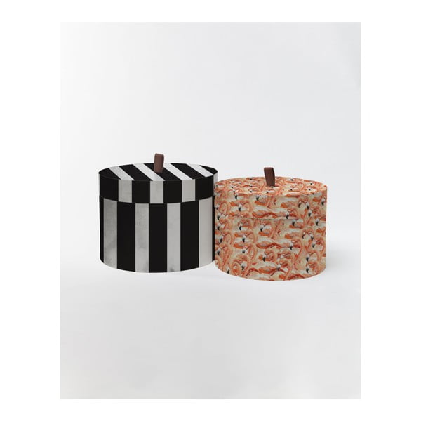 2 apvalių dėžučių rinkinys "Velvet Atelier Stripes