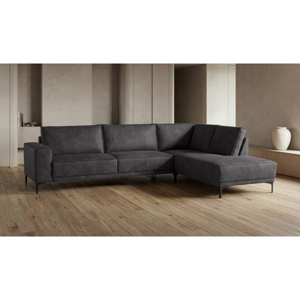 Iš dirbtinės odos kampinė sofa antracito spalvos (su dešiniuoju kampu) Copenhagen – Scandic-image-4
