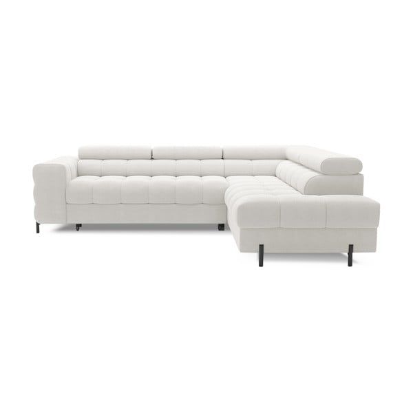 Kreminės spalvos iš boucle sulankstoma/su sandėliavimo vieta kampinė sofa (su dešiniuoju kampu/„L“ formos) Ferucce – ELTAP-image-2