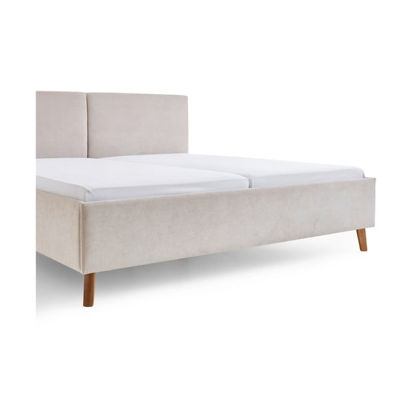 Smėlio spalvos dvigulė lova audiniu dengta su lovos grotelėmis 180x200 cm Piano – Meise Möbel-image-4