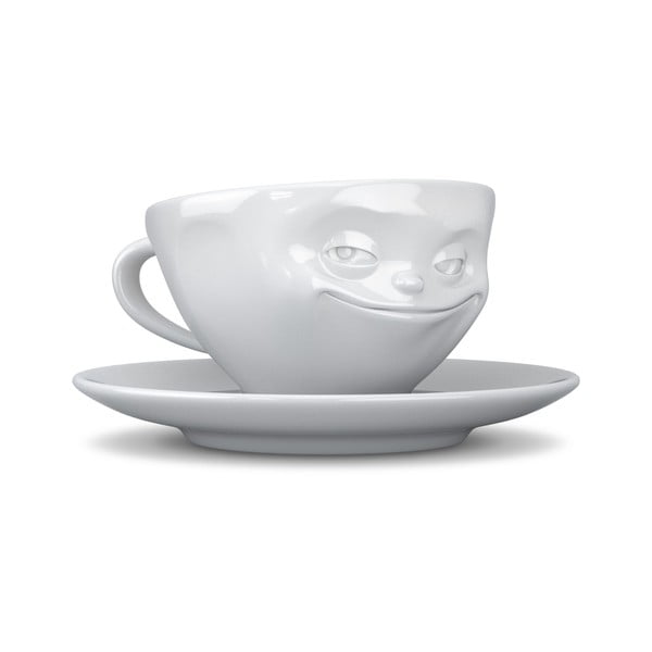 Baltas porcelianinis kavos puodelis su šypsenos piešiniu 58 products, tūris 200 ml