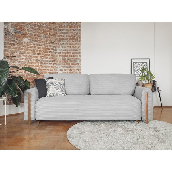 Šviesiai pilkos spalvos iš kordinio velveto sulankstoma/su sandėliavimo vieta sofa 244 cm Arcadova – ELTAP-image-1