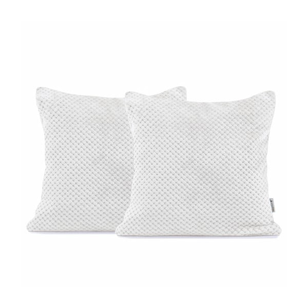 2 baltų dekoratyvinių mikropluošto pagalvių užvalkalų rinkinys DecoKing Henry, 45 x 45 cm