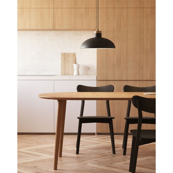 Apvalios formos prailginamas valgomojo stalas natūralios spalvos iš ąžuolo ø 90 cm Oqui – Kave Home-image-2