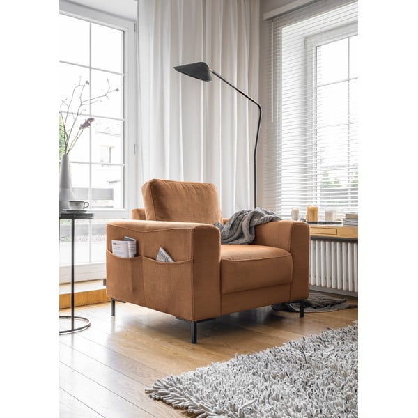 Iš kordinio velveto krėslas oranžinės spalvos/rudos spalvos Lofty Lilly – Miuform-image-2