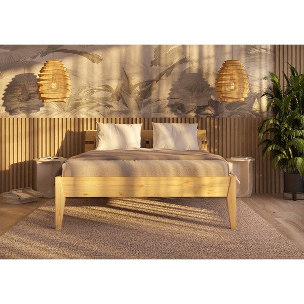 Iš pušies masyvo dvigulė lova natūralios spalvos 140x200 cm Torino – Olivia Living-image-4