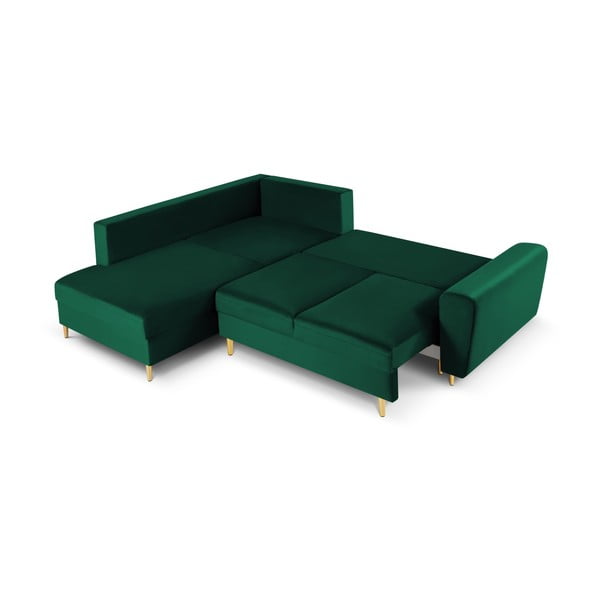 Žalios spalvos iš velveto sulankstoma/su sandėliavimo vieta kampinė sofa (su kairiuoju kampu/„L“ formos) Kyoto – Cosmopolitan Design-image-2