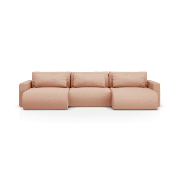 Rožinės spalvos sulankstoma/su sandėliavimo vieta kampinė sofa („U“ formos) Belfast – Cosmopolitan Design