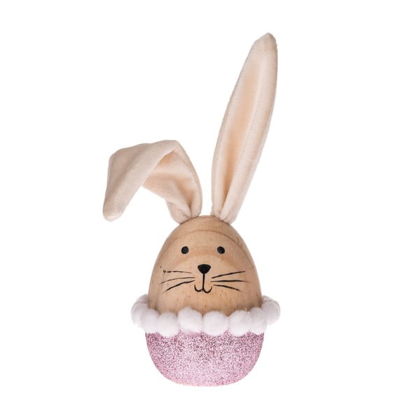 Smėlio ir rožinės spalvos medinė velykinė dekoracija Dakls Bunny
