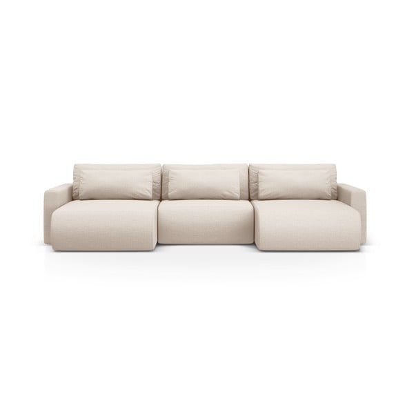 Smėlio spalvos sulankstoma/su sandėliavimo vieta kampinė sofa („U“ formos) Belfast – Cosmopolitan Design