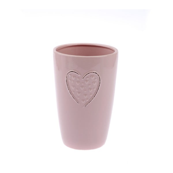 Rožinė keraminė vaza "Dakls Hearts Dots", aukštis 18,3 cm
