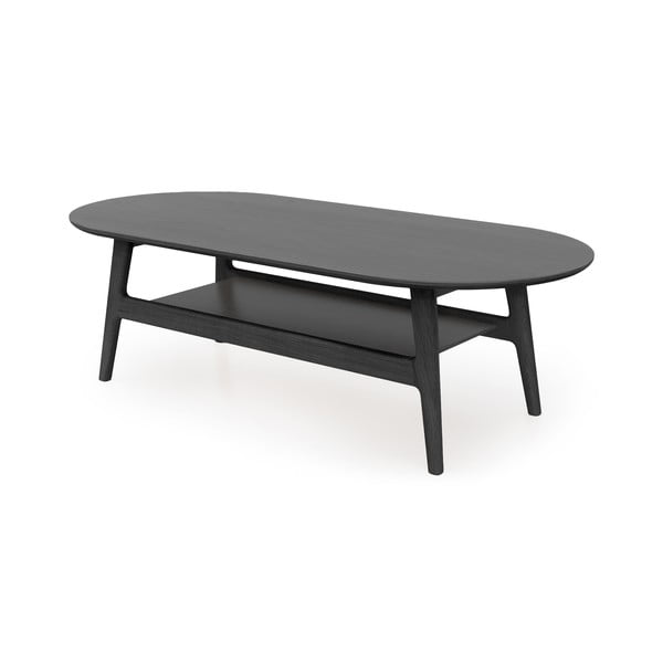 Kavos staliukas juodos spalvos iš ąžuolo 60x130 cm Curved – Woodman-image-2