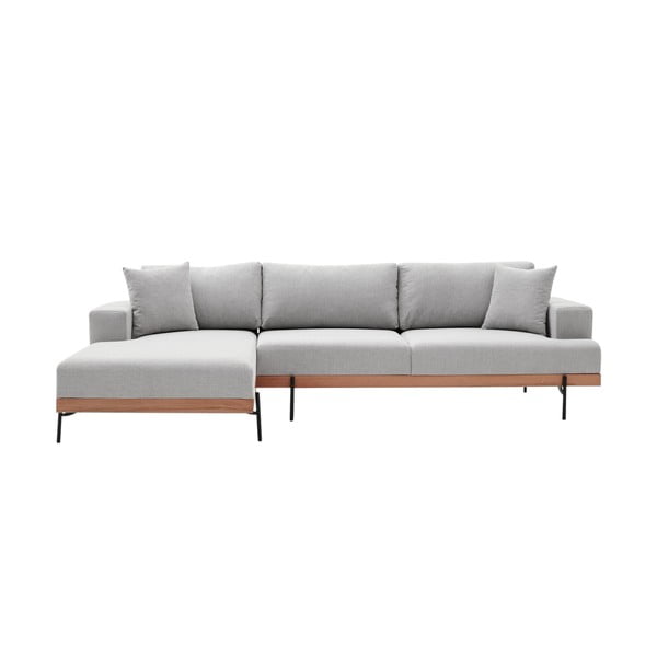 Kampinė sofa šviesiai pilkos spalvos (su kairiuoju kampu) Liva – Artie