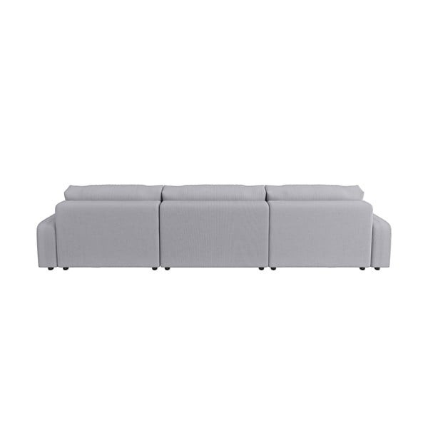 Šviesiai pilkos spalvos iš kordinio velveto sulankstoma/su sandėliavimo vieta kampinė sofa Sara – Ropez-image-2