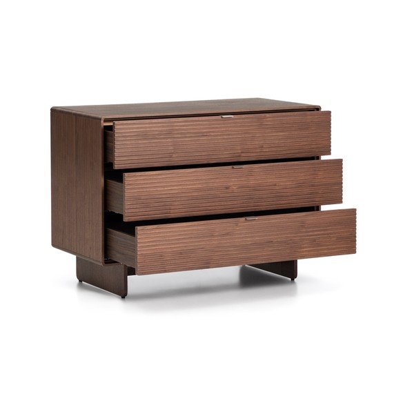 Tamsios natūralios spalvos šoninė spintelė iš riešutmedžio 101x75x50 cm Norlen – Kave Home-image-4