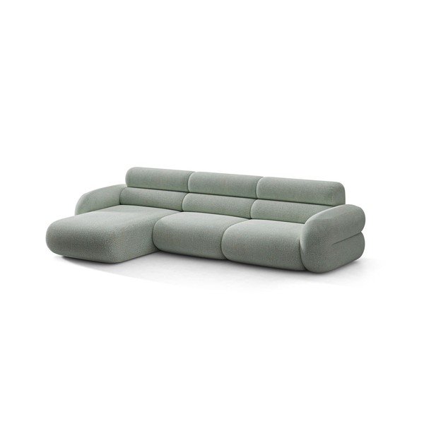 Mėlynos spalvos kampinė sofa iš šenilinio audinio (su kairiuoju kampu/su gultu) Neo – Micadoni 