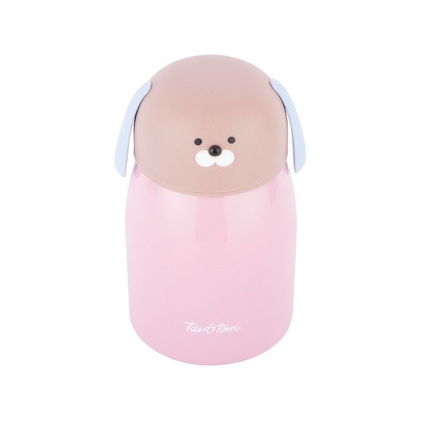 Rausvas nerūdijančio plieno termo buteliukas Tantitoni Cute Doggy, 280 ml