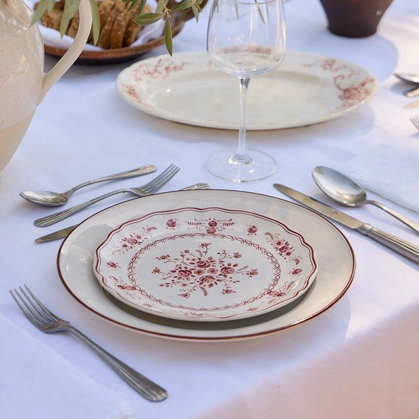 Raudonos spalvos/baltos spalvos desertinė iš akmens masės lėkštė ø 21 cm Vila – Costa Nova-image-1