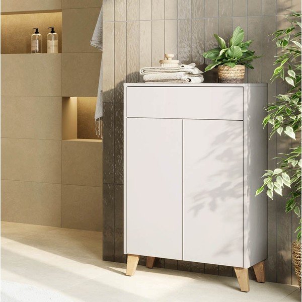 Kreminės spalvos matinis aukšta vonios daiktadėžė 63x101 cm Arnea – Germania-image-1