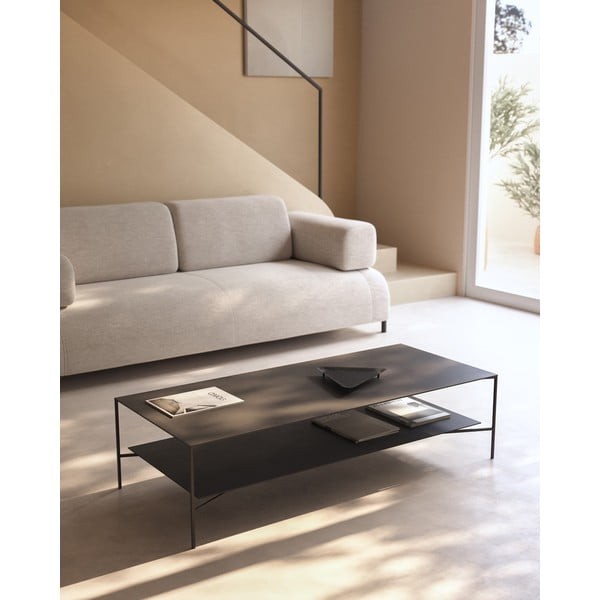 Iš plieno kavos staliukas juodos spalvos 60x140 cm Azisi – Kave Home-image-2