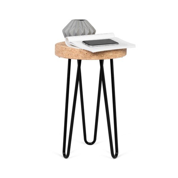 Juodos spalvos staliukas su kamštine viršutine dalimi TemaHome Drum-image-4