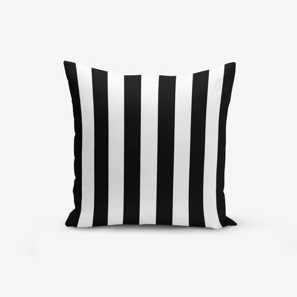 Minimalistiniai pagalvių užvalkalai Black White Striped, 45 x 45 cm