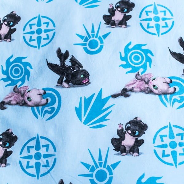 Mėlynos spalvos iš medvilnės vaikiška patalynė vaikiškai lovai 100x135 cm How to Train Your Dragon "Babies" – Jerry Fabrics-image-4