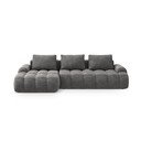 Pilkos spalvos iš velveto sulankstoma/su sandėliavimo vieta kampinė sofa (su kairiuoju kampu/su gultu) Linz – Cosmopolitan Design