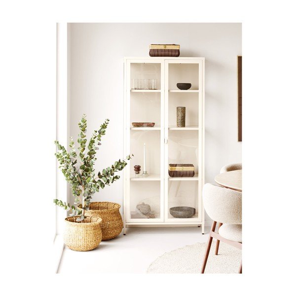 Kreminės spalvos iš plieno vitrina 80x175x35 cm Brisbane – House Nordic-image-1