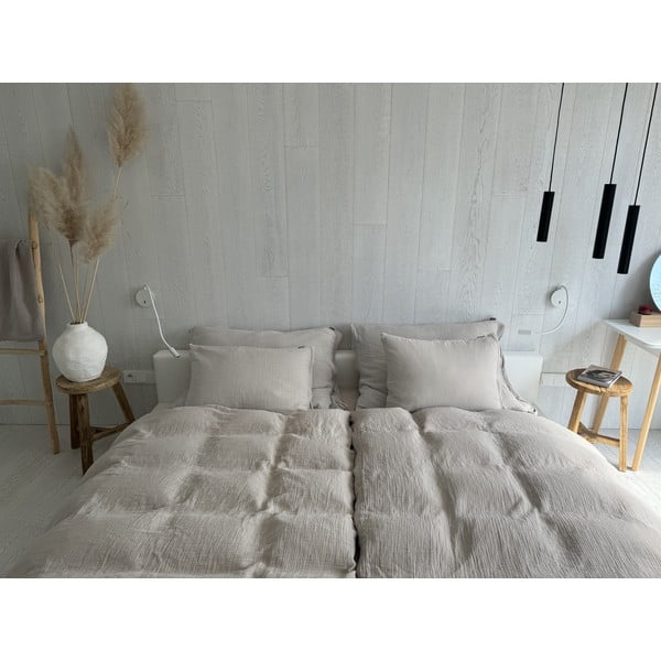 Smėlio spalvos iš muslino dvigulė patalynė 200x200 cm Plain Muslin – Butter Kings-image-1