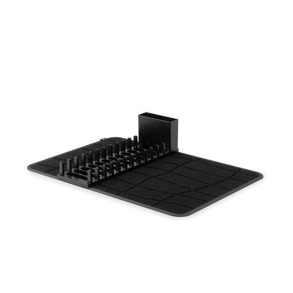 Matinės juodos spalvos iš plastiko indų džiovinimo padėkliukas 61x43 cm Udry – Umbra